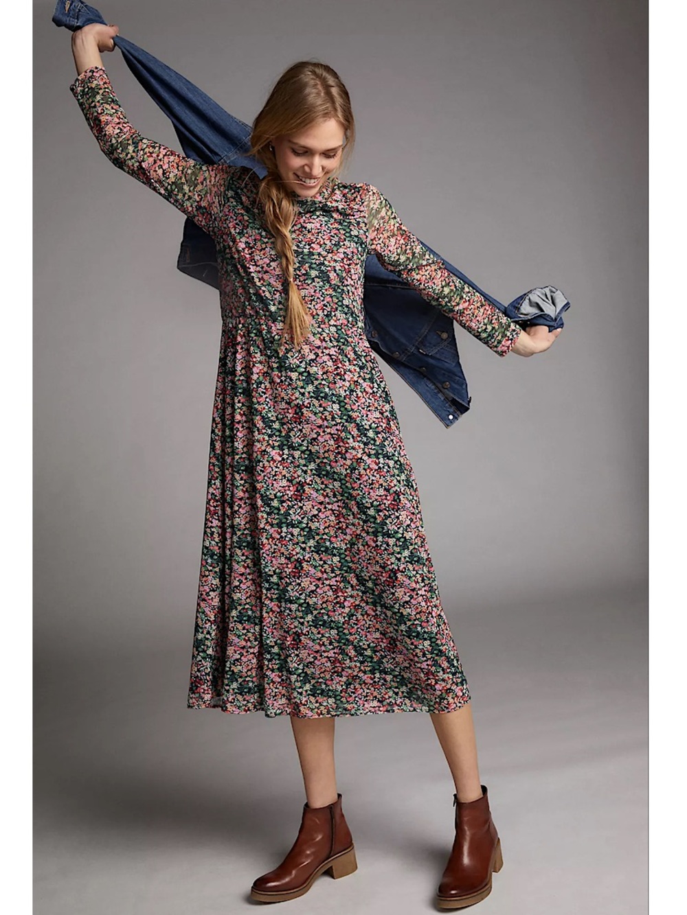 Anthropologie Eva Franco Fiona Floral Mesh Maxi Dress